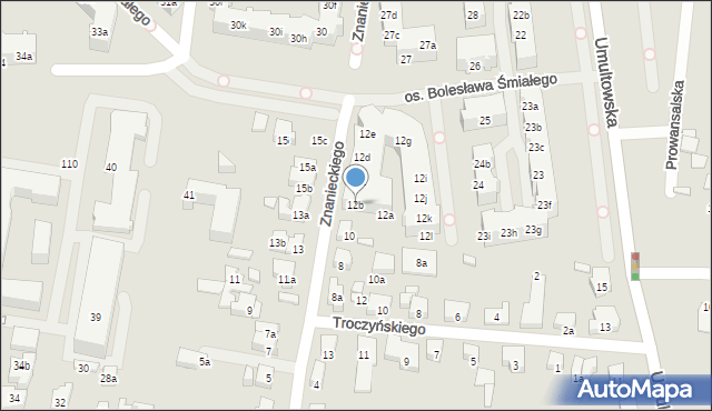 Poznań, Znanieckiego Floriana, 12b, mapa Poznania