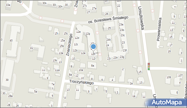 Poznań, Znanieckiego Floriana, 12k, mapa Poznania