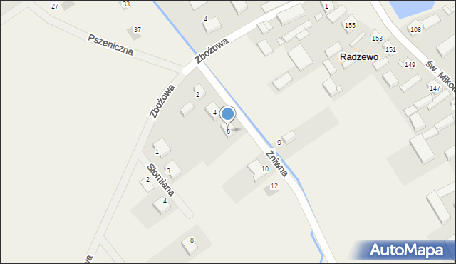 Radzewo, Żniwna, 6, mapa Radzewo