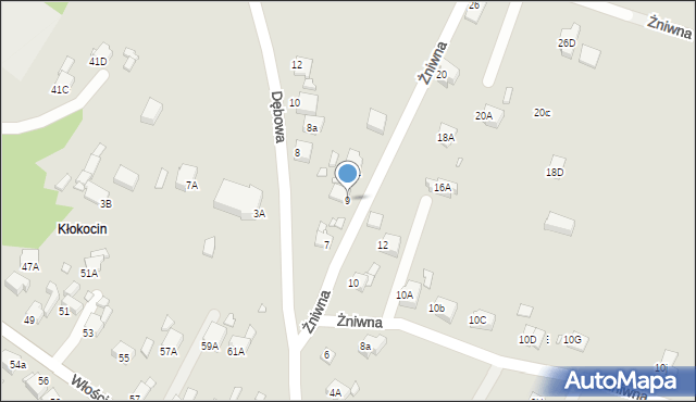 Rybnik, Żniwna, 9, mapa Rybnika