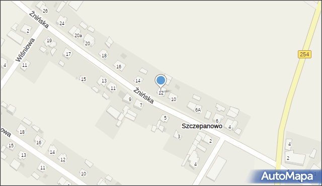 Szczepanowo, Żnińska, 12, mapa Szczepanowo