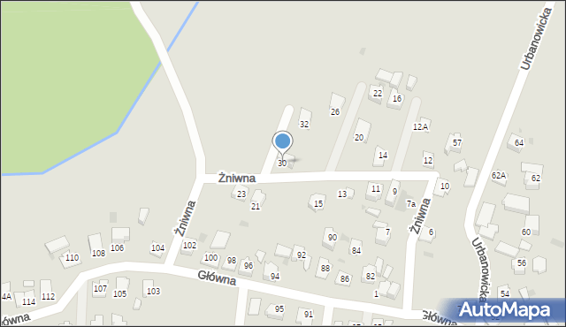 Tychy, Żniwna, 30, mapa Tychów