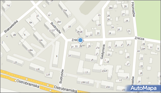 Warszawa, Znicza, 29, mapa Warszawy