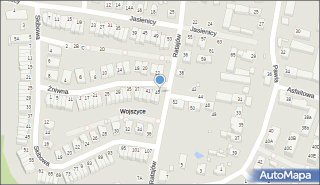 Wrocław, Żniwna, 47, mapa Wrocławia