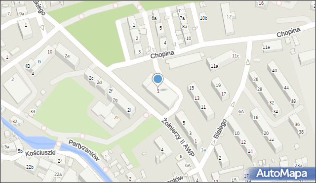 Bogatynia, Żołnierzy II AWP, 1, mapa Bogatynia