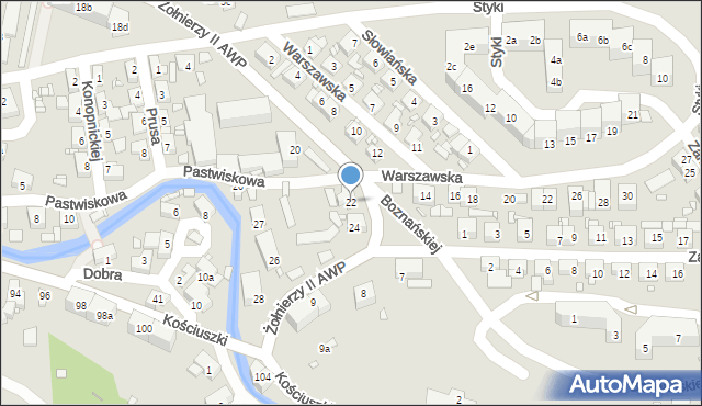 Bogatynia, Żołnierzy II AWP, 22, mapa Bogatynia