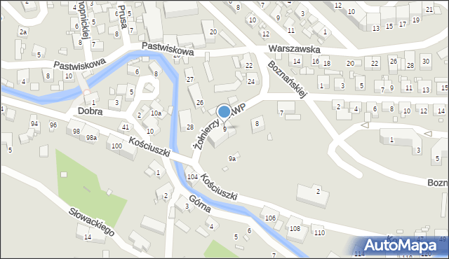 Bogatynia, Żołnierzy II AWP, 9, mapa Bogatynia