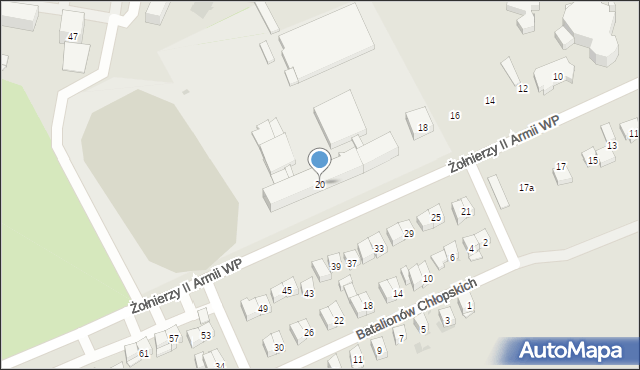 Garwolin, Żołnierzy II Armii Wojska Polskiego, 20, mapa Garwolin