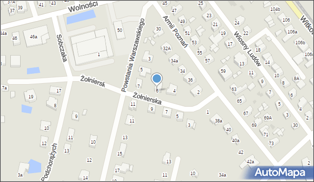 Gniezno, Żołnierska, 6, mapa Gniezna