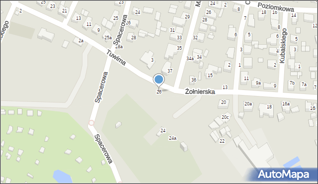 Kalisz, Żołnierska, 26, mapa Kalisza