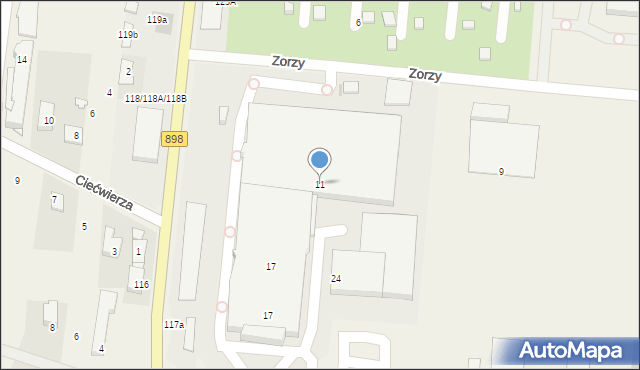 Klaudyn, Zorzy, 11, mapa Klaudyn