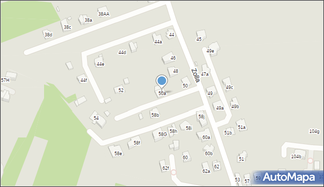 Kraków, Zolla Fryderyka, 50a, mapa Krakowa