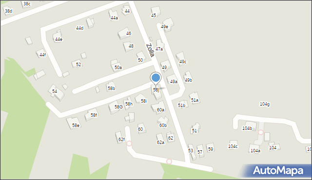 Kraków, Zolla Fryderyka, 58j, mapa Krakowa