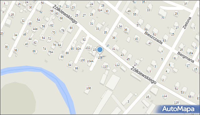 Krosno, Żółkiewskiego Stanisława, hetm., 108, mapa Krosna