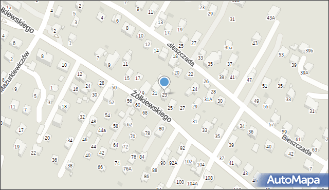 Krosno, Żółkiewskiego Stanisława, hetm., 23, mapa Krosna