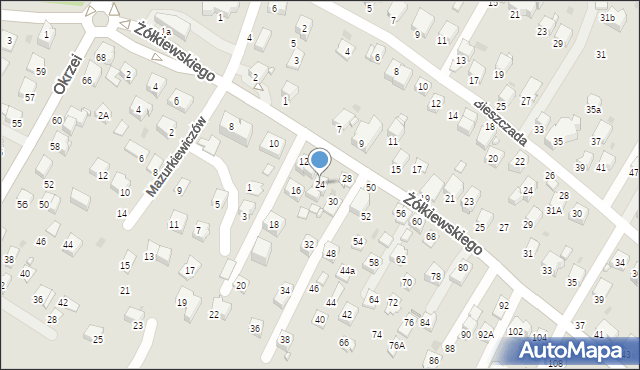 Krosno, Żółkiewskiego Stanisława, hetm., 24, mapa Krosna