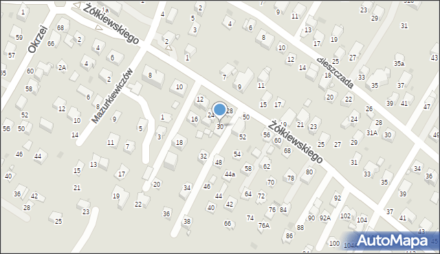 Krosno, Żółkiewskiego Stanisława, hetm., 30, mapa Krosna