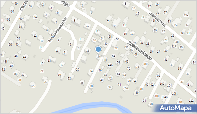 Krosno, Żółkiewskiego Stanisława, hetm., 32, mapa Krosna