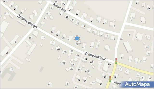 Krosno, Żółkiewskiego Stanisława, hetm., 59, mapa Krosna