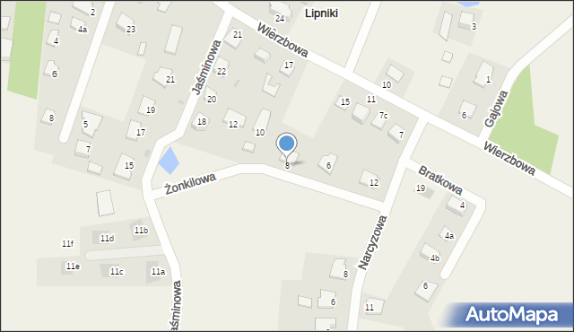 Lipniki, Żonkilowa, 8, mapa Lipniki