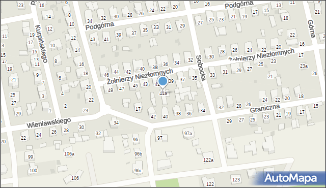 Łowicz, Żołnierzy Niezłomnych, 41a, mapa Łowicza