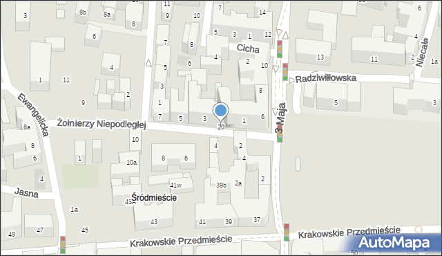 Lublin, Żołnierzy Niepodległej, 20, mapa Lublina