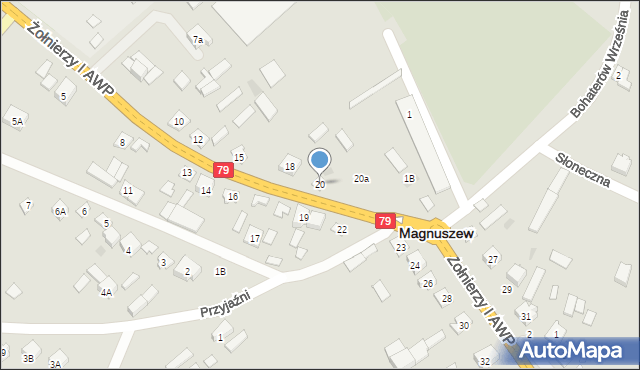 Magnuszew, Żołnierzy I AWP, 20, mapa Magnuszew