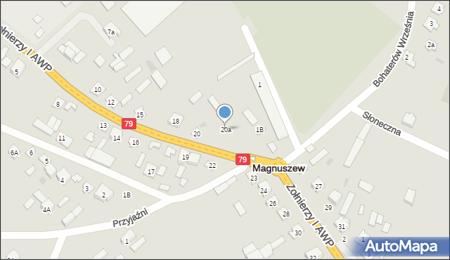 Magnuszew, Żołnierzy I AWP, 20a, mapa Magnuszew