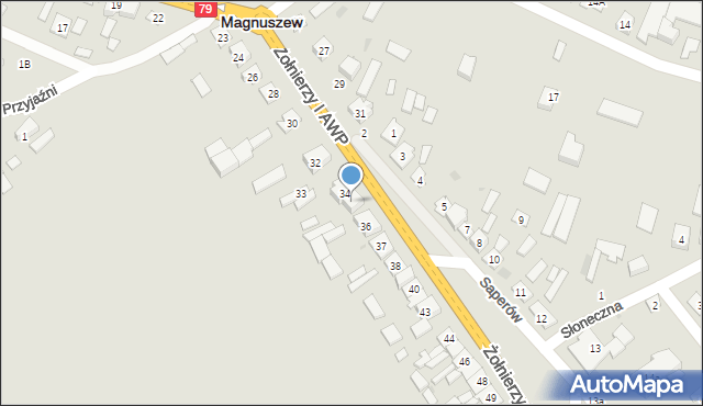 Magnuszew, Żołnierzy I AWP, 35, mapa Magnuszew