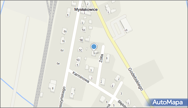 Mysłakowice, Żółta, 7, mapa Mysłakowice