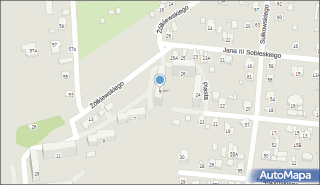 Piastów, Żółkiewskiego Stanisława, hetm., 5, mapa Piastów