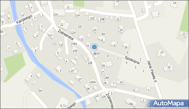 Podgórzyn, Żołnierska, 25, mapa Podgórzyn