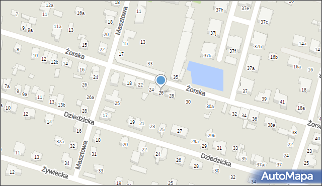 Poznań, Żorska, 26, mapa Poznania