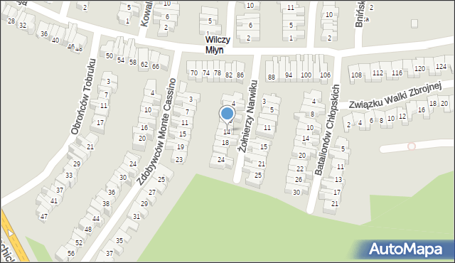 Poznań, Żołnierzy Narwiku, 14, mapa Poznania