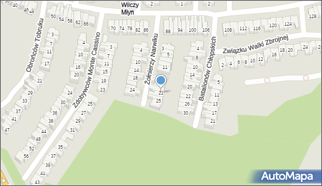 Poznań, Żołnierzy Narwiku, 21, mapa Poznania