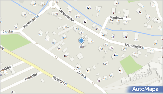 Pszczyna, Żorska, 58B, mapa Pszczyny