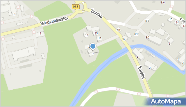 Pszczyna, Żorska, 7, mapa Pszczyny