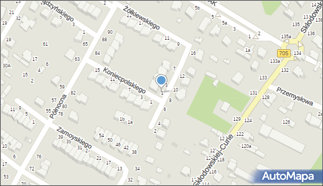 Skierniewice, Żółkiewskiego, 1, mapa Skierniewic