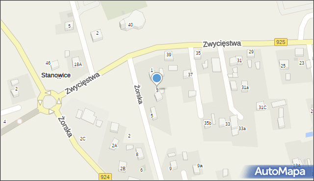 Stanowice, Żorska, 3, mapa Stanowice