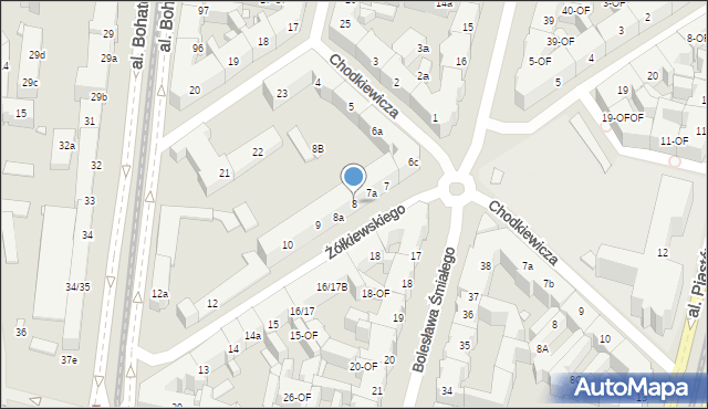 Szczecin, Żółkiewskiego Stanisława, hetm., 8, mapa Szczecina