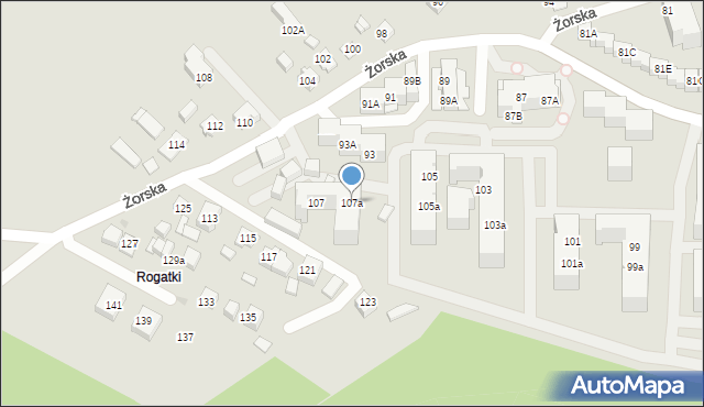 Tychy, Żorska, 107a, mapa Tychów