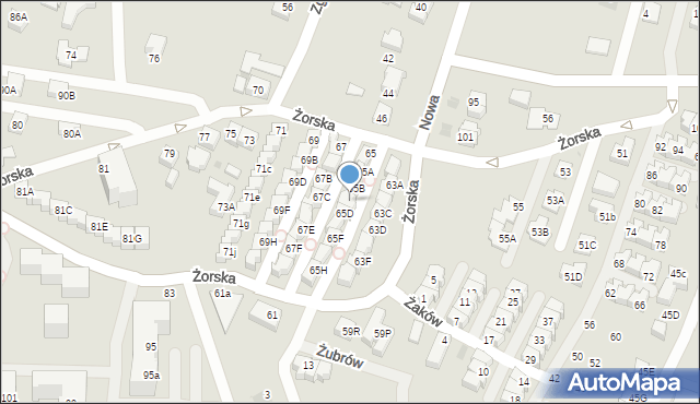 Tychy, Żorska, 65C, mapa Tychów