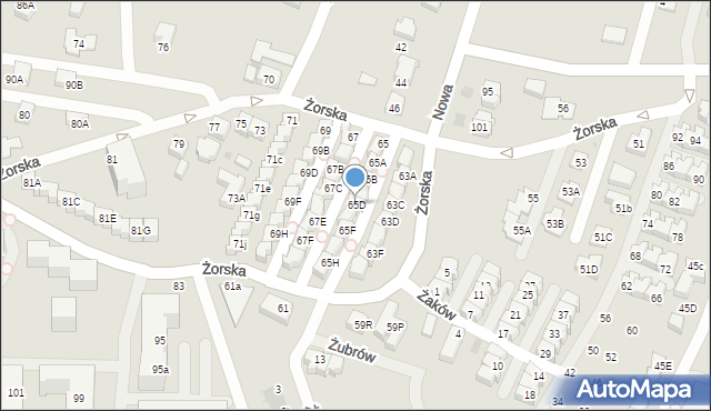 Tychy, Żorska, 65D, mapa Tychów