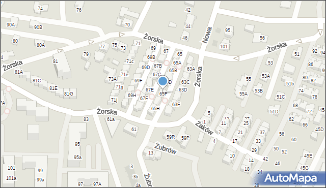 Tychy, Żorska, 65F, mapa Tychów