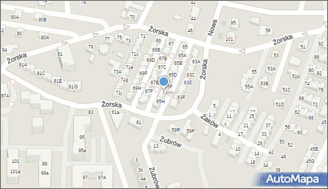 Tychy, Żorska, 65G, mapa Tychów