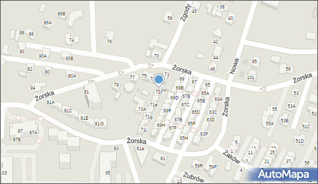 Tychy, Żorska, 71c, mapa Tychów