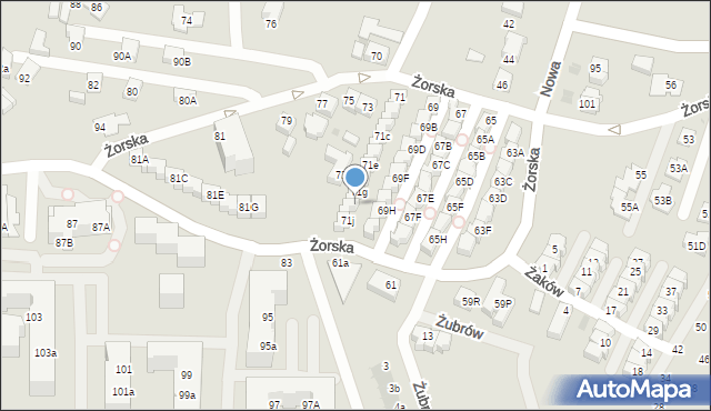 Tychy, Żorska, 71h, mapa Tychów