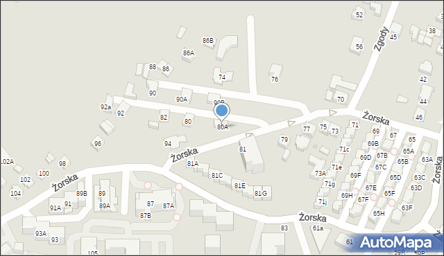 Tychy, Żorska, 80A, mapa Tychów