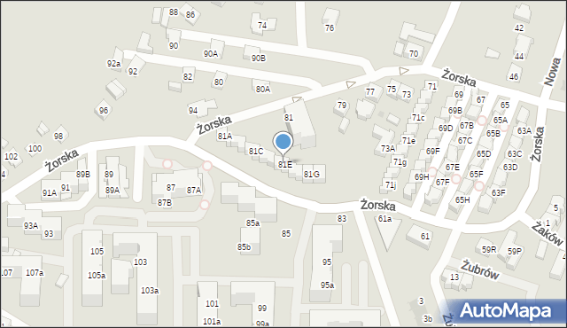 Tychy, Żorska, 81E, mapa Tychów