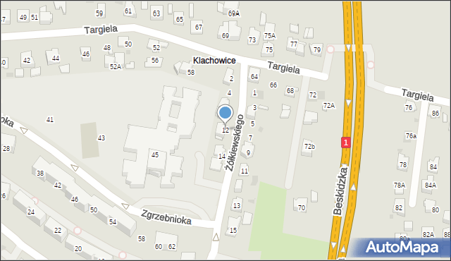 Tychy, Żółkiewskiego Stanisława, hetm., 12, mapa Tychów